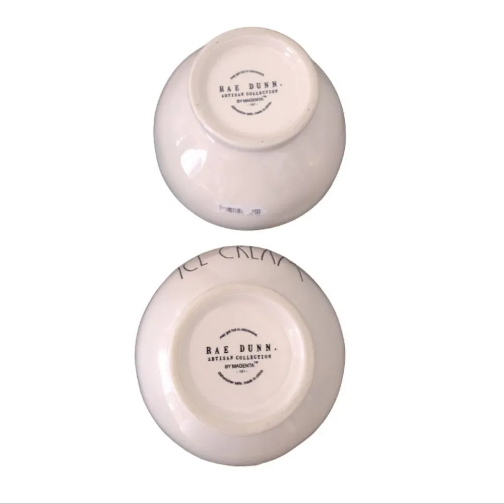 Rae Dunn Set of Two Orange Pink Ceramic‎ Ice Cream Bowls NWT
